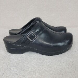 Dansko Women's 42 (12)Black Whipstitch‎ Professional Buckle Mules Leather Clogs